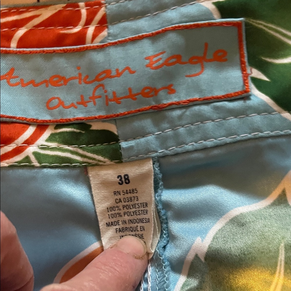 Floral Blue and Orange Swim Trunks - Picture 2 of 5